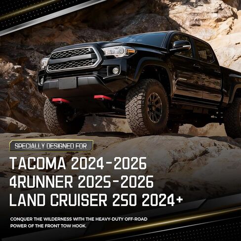 خطافات السحب الأمامية متوافقة مع 4 عداء 2025-2026/تويوتا تاكوما 2024-2026/لاند كروزر 250 2024-2025، ملحقات خطافات السحب تاكوما T6061 ألومنيوم، مسمار مباشر بوزن 6000 رطل، قطعتان باللون الأحمر in Kuwait