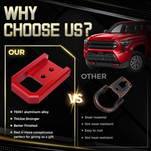 خطافات السحب الأمامية متوافقة مع 4 عداء 2025-2026/تويوتا تاكوما 2024-2026/لاند كروزر 250 2024-2025، ملحقات خطافات السحب تاكوما T6061 ألومنيوم، مسمار مباشر بوزن 6000 رطل، قطعتان باللون الأحمر in Kuwait