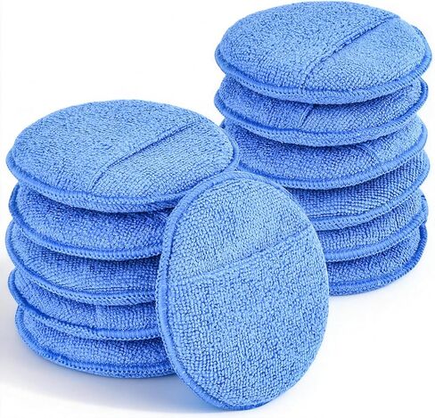 12 Pack Microfiber Wax Applicator Pads with Finger Pocket,Foam Car Wax Applicator Polishing Pads Microfiber Applicator Pad for Car Detailing & Cleaning (5 inch, Blue) in Kuwait