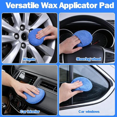 12 Pack Microfiber Wax Applicator Pads with Finger Pocket,Foam Car Wax Applicator Polishing Pads Microfiber Applicator Pad for Car Detailing & Cleaning (5 inch, Blue) in Kuwait