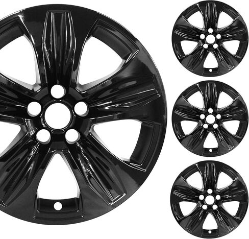 18" Gloss Black Wheel Skin Set Compatible with Toyota Highlander XLE and Hybrid XLE (2020-2025) |Durable ABS Plastic Wheel Cover |Fits Directly Over OEM Wheel in Saudi Arabia