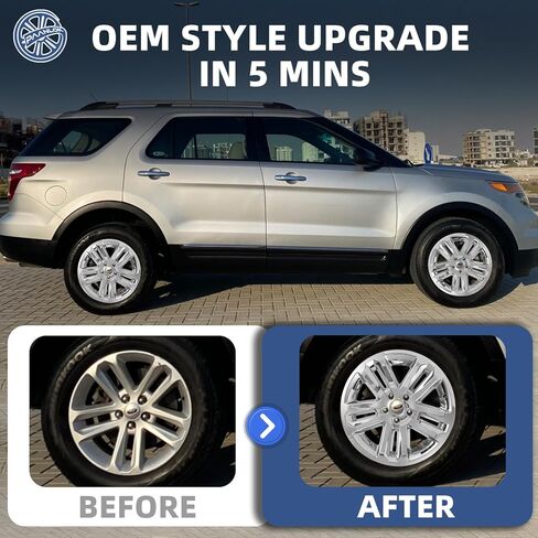 أغطية محورية مقاس 18 بوصة متوافقة مع Ford Explorer 2011-2019، تناسب عجلات OEM المصنوعة من خليط معدني #42611-0R020، 4 قطع من ABS باللون الفضي الكروم، تصميم بديل مباشر مقاوم للصدأ in Kuwait