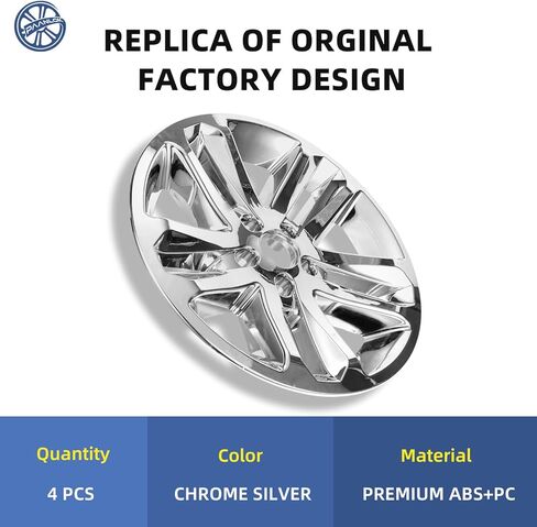 أغطية محورية مقاس 18 بوصة متوافقة مع Ford Explorer 2011-2019، تناسب عجلات OEM المصنوعة من خليط معدني #42611-0R020، 4 قطع من ABS باللون الفضي الكروم، تصميم بديل مباشر مقاوم للصدأ in Kuwait