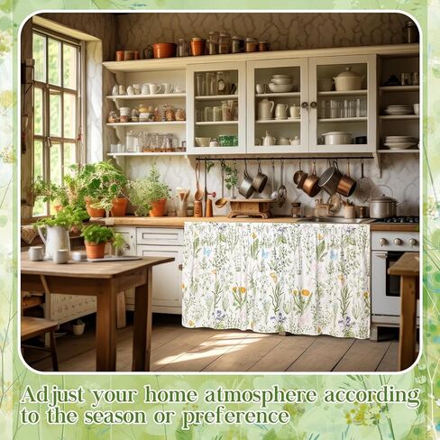 VitalCozy مجلس الوزراء الستائر 28 "× 35" بالوعة تنورة للحمام الماس غرزة ذاتية اللصق نسيج مقاوم للماء ستائر قصيرة للمطبخ الأزهار غسالة صحون غطاء الستار للمنزل مزرعة الستارة ريفي in Saudi Arabia