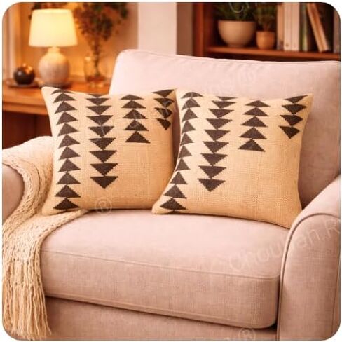 Set of 2 Indian Jute Vintage Kilim Pillow 18x18 Inches Ethnic Bohemian Kilim Pillow for Home Decor, Turkish Kilim Pillow for Sofa, Couch & Living Room (Pattern 1) in Saudi Arabia