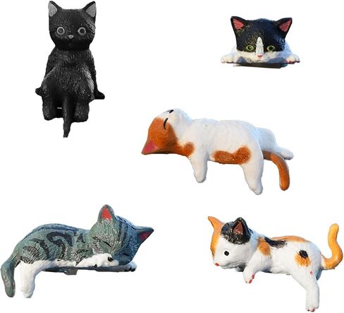 5 Pcs Mini Cat Figurines Car Decor Dashboard Accessories Cute Resin Cat Ornaments for Rearview Mirror Desk Decorations Funny Car Gifts Interior Decors for Woman in Kuwait