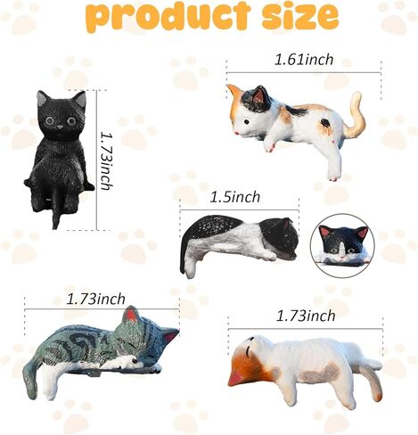 5 Pcs Mini Cat Figurines Car Decor Dashboard Accessories Cute Resin Cat Ornaments for Rearview Mirror Desk Decorations Funny Car Gifts Interior Decors for Woman in Kuwait