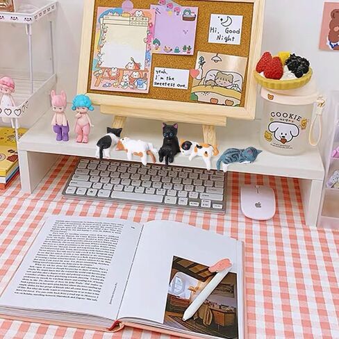 5 Pcs Mini Cat Figurines Car Decor Dashboard Accessories Cute Resin Cat Ornaments for Rearview Mirror Desk Decorations Funny Car Gifts Interior Decors for Woman in Kuwait