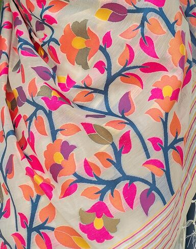 Women's Cotton Jacquard Saree with Unstitched Blouse Piece in Kuwait