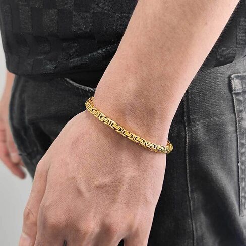 Byzantine Bracelet Suitable for Men and Women 18K Gold Bracelet Fashion Accessories 4mm Mesh Bracelet Birthday/Valentine's Day/Christmas Gift in Saudi Arabia