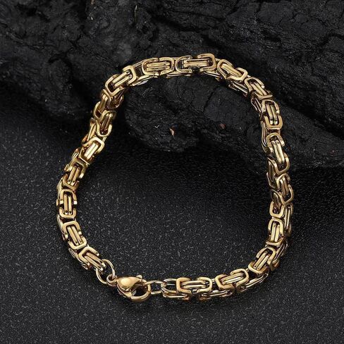 Byzantine Bracelet Suitable for Men and Women 18K Gold Bracelet Fashion Accessories 4mm Mesh Bracelet Birthday/Valentine's Day/Christmas Gift in Saudi Arabia
