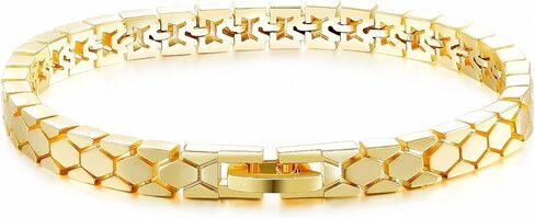 سوار سلسلة بسمارك مطلي بالذهب 14 قيراط بعرض 5 مم للنساء غير مشوه، سوار على الطراز الإيطالي in Kuwait