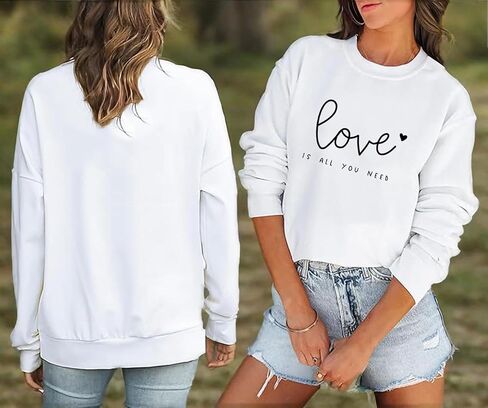 Long Sleeve Shirts Valentines Sweatshirt for Women Love Letter Graphic Spring Summer Casual Pullover Tops in Saudi Arabia