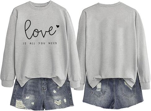 Long Sleeve Shirts Valentines Sweatshirt for Women Love Letter Graphic Spring Summer Casual Pullover Tops in Saudi Arabia