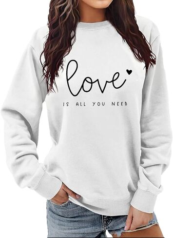 Long Sleeve Shirts Valentines Sweatshirt for Women Love Letter Graphic Spring Summer Casual Pullover Tops in Saudi Arabia