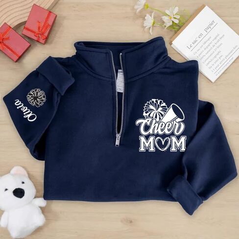 IZI POD Personalized Cheer Mom Sweatshirt Custom Name Sleeve Crewneck Pullover Sports Supporter Apparel for Proud Mother in Saudi Arabia