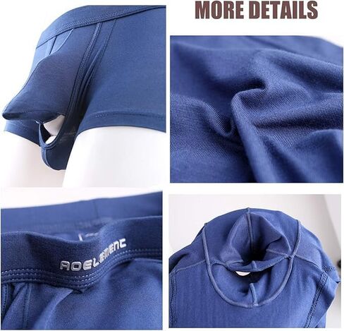 3pcs Men's Comfort Separated Pouch Trunk Briefs,Solid Color Breathable Bulge Enhancing Multiway with Separate Pouch（Blue） in Saudi Arabia