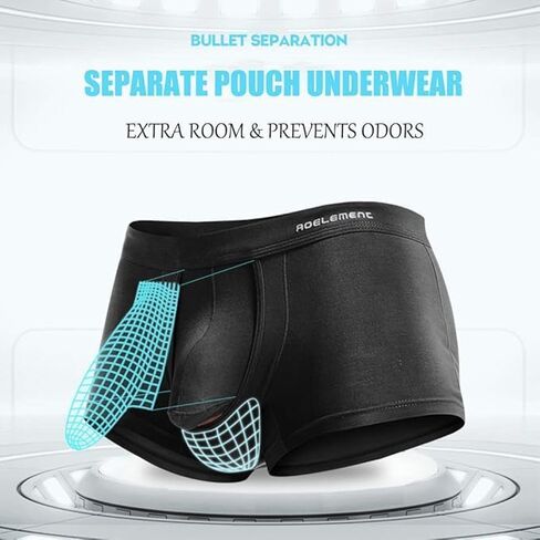 3pcs Men's Comfort Separated Pouch Trunk Briefs,Solid Color Breathable Bulge Enhancing Multiway with Separate Pouch（Blue） in Saudi Arabia