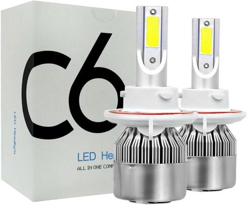 C6 LED Headlight Bulbs H13/9008, 3800 Lumens, 6500K, 36W with Cooling Fan, 2-Pack, car truck plug and play in Saudi Arabia