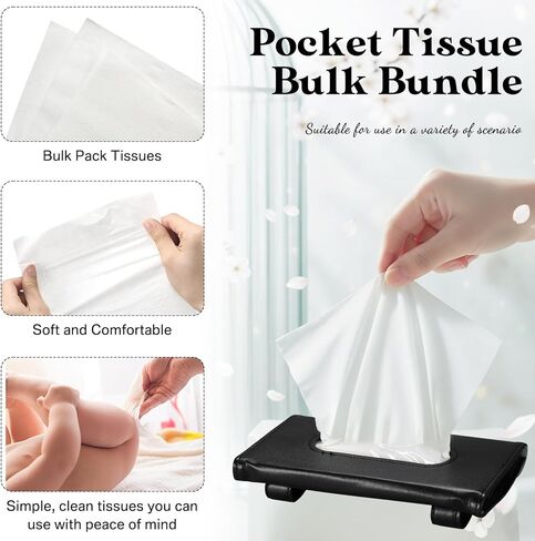 2 قطعة من حامل مناديل السيارة الأسود مع 20 عبوة مناديل قابلة لإعادة التعبئة من الشمس منديل من الجلد الصناعي للمقعد الخلفي من جلد البولي يوريثان لملحقات السيارات in Kuwait