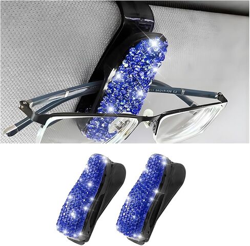 Bling Car Sun Visor Sunglasses Holder, Crystal Rhinestone Vehicle Glasses Hanger Mount with Ticket Card Clip for Women Girl, Auto Eyeglasses Mounting, Universal for Vehicles (Pink) in Saudi Arabia