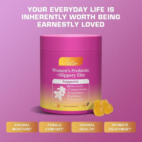 Her Juicy Feminine Probiotics Gummies for Women with Slippery Elm - Pineapple Flavor, pH Balance & Immune Health Support - Digestive & Feminine Support - Vegan Supplement, 60 C in Saudi Arabia