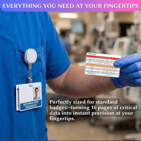 شارة معالج الجهاز التنفسي مع بكرة - 8 بطاقات مرجعية من البولي فينيل كلوريد لأجهزة RT، وICU، وABG، وإعدادات التنفس الصناعي، وNRP وطب الأطفال - أوراق غش مجرى الهواء، وهدايا وإكسسوارات المعالج التنفسي in Kuwait