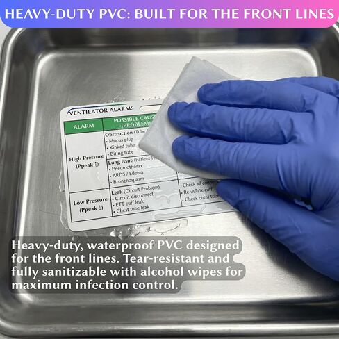 شارة معالج الجهاز التنفسي مع بكرة - 8 بطاقات مرجعية من البولي فينيل كلوريد لأجهزة RT، وICU، وABG، وإعدادات التنفس الصناعي، وNRP وطب الأطفال - أوراق غش مجرى الهواء، وهدايا وإكسسوارات المعالج التنفسي in Kuwait