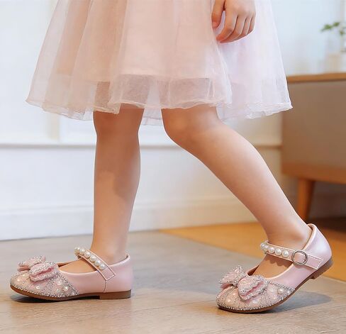 حذاء للفتيات من Bow Mary Jane Dress أحذية الباليه الأميرة المسطحة مع أشرطة مطرزة لحفلات الزفاف والمدرسة (طفل صغير/طفل صغير/طفل كبير) in Saudi Arabia