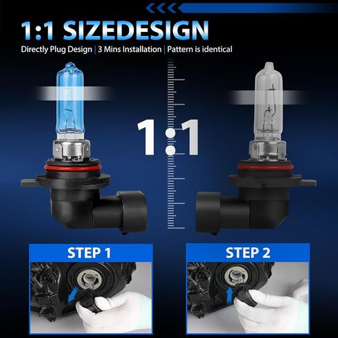 Fit for Ford Taurus 2013-2019 High Performance Halogen Headlight Bulbs,9012 High Low Dual Beam Headlamp Replacement Bulbs Kit, Plug and Play,Pack of 2 in Saudi Arabia