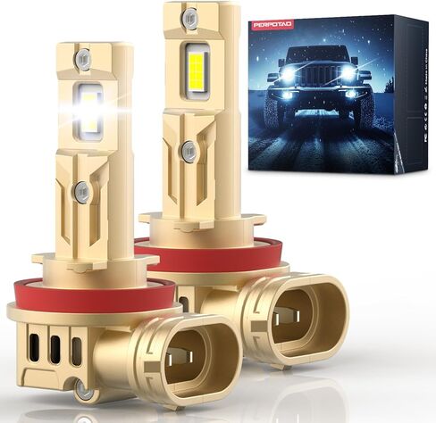 Upgraded H11/H9/H8 Bulb, 60,000H Lifespan, 8X Ultra-Brightness, 46,000LM, 1:1 Halogen Mini Size, 6000K White, IP68, Aerospace Aluminum Connectors, Fast Plug, 2-Pack in Saudi Arabia