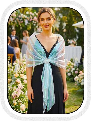 HEREAD Women Shawls and Wraps for Evening Dresses Light Purple Sparkly Bridal Sheer Scarf with Rhinestone Buckle in Kuwait