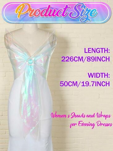 HEREAD Women Shawls and Wraps for Evening Dresses Light Purple Sparkly Bridal Sheer Scarf with Rhinestone Buckle in Kuwait