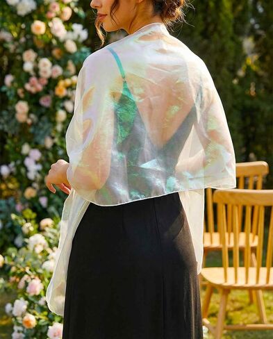 HEREAD Women Shawls and Wraps for Evening Dresses Light Purple Sparkly Bridal Sheer Scarf with Rhinestone Buckle in Kuwait