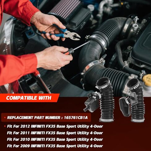 2 قطعة خرطوم دخول هواء المحرك متوافق مع إنفينيتي FX35 3.5L V6 2009-2012 خرطوم مدخل منقي هواء المحرك الجانب الأيسر والأيمن 165761CB1A 165761CB0A in Kuwait