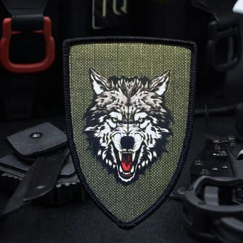 التكتيكية الذئب الطباعة التصحيح هوك العسكرية وحلقة المعنويات شارة ظهره القبعات ملصق مزخرف شارة بقع للملابس in Kuwait