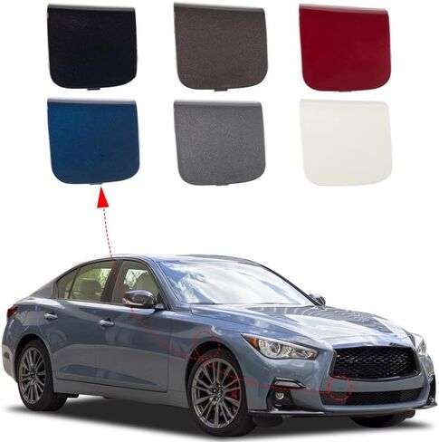 المصد الأمامي سحب هوك غطاء غطاء سحب العين لإنفينيتي Q50 2018 2019 2020 2021 2022 622A1-6HH0A غطاء مقطورة (أبيض، جانب الركاب الأيمن) in Kuwait