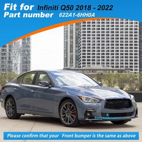 المصد الأمامي سحب هوك غطاء غطاء سحب العين لإنفينيتي Q50 2018 2019 2020 2021 2022 622A1-6HH0A غطاء مقطورة (أبيض، جانب الركاب الأيمن) in Kuwait
