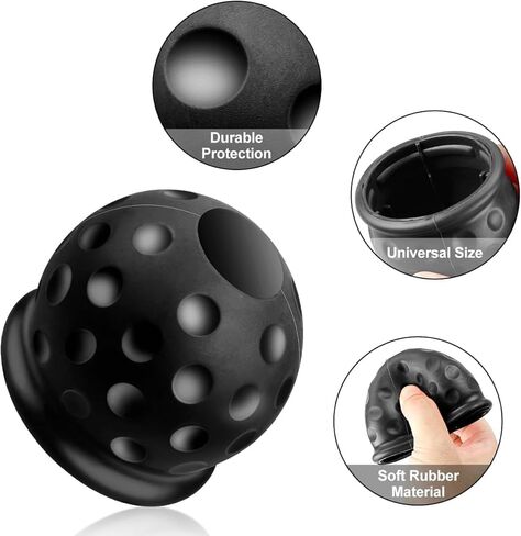 Trailer Ball Head Cover - Soft Rubber Protection for 50mm Hitch Balls, Abrasion-Resistant, Dust-Proof & Stylish - Black (1 Piece) in Kuwait