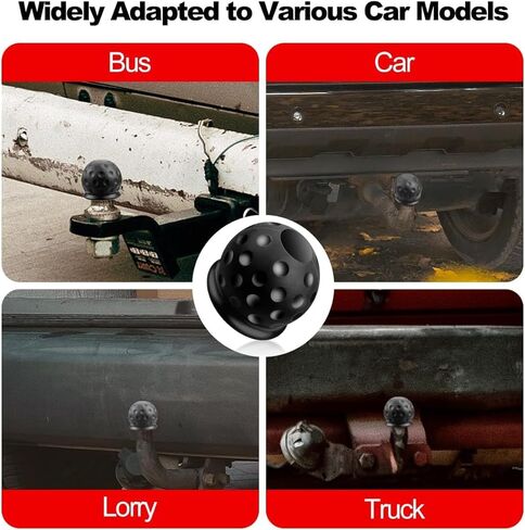 Trailer Ball Head Cover - Soft Rubber Protection for 50mm Hitch Balls, Abrasion-Resistant, Dust-Proof & Stylish - Black (1 Piece) in Kuwait