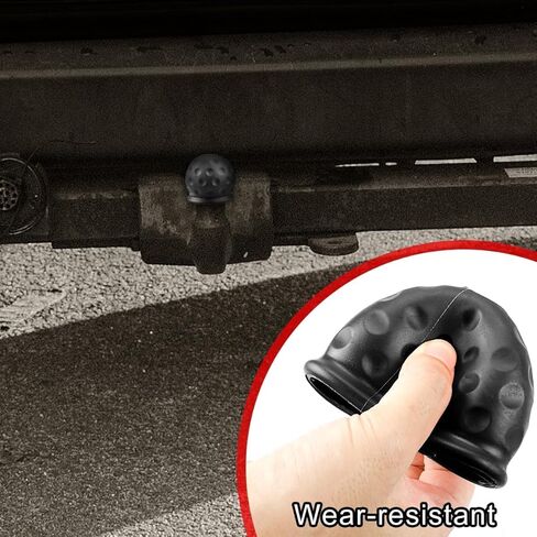 Trailer Ball Head Cover - Soft Rubber Protection for 50mm Hitch Balls, Abrasion-Resistant, Dust-Proof & Stylish - Black (1 Piece) in Kuwait