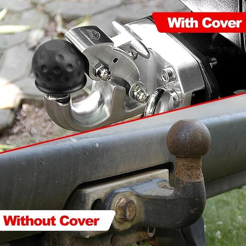 Trailer Ball Head Cover - Soft Rubber Protection for 50mm Hitch Balls, Abrasion-Resistant, Dust-Proof & Stylish - Black (1 Piece) in Kuwait