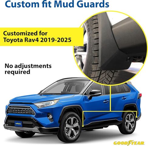 أغطية طين Goodyear لسيارة Toyota RAV4 2019-2025، زوج، بلاستيك حراري عالي التحمل، مقاس مخصص، سهل التركيب، متانة الطريق/الطقس، ملحقات السيارة - GY004737 in Kuwait