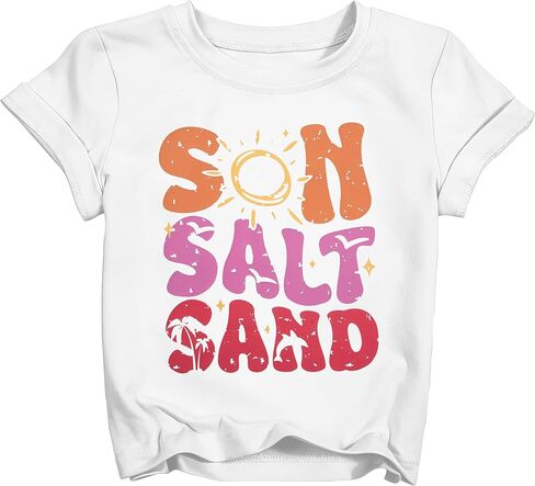 Sun Salt Girls Sand Girls Boys T-Shirt Beach Sunset Summer Shirts Casual Palm Tree Short Sleeve Top Toddler in Saudi Arabia