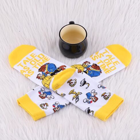 BWWKTOP Princess Socks Movie Fans Gift Tale As Old As Time Socks Beast & Princess Merch in Saudi Arabia