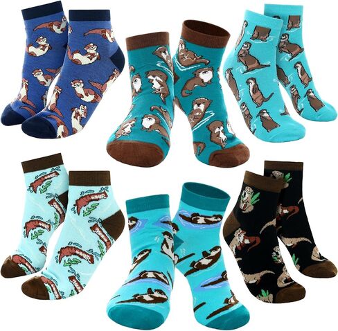 Janmercy 6 Pairs Valentine's Day Otter Socks Gift for Men Women Funny Animal Socks Gift Novelty Stocking Otter Gifts Stuffed for Animal Lover Athletic Sport Teens Birthday Party Favor in Saudi Arabia