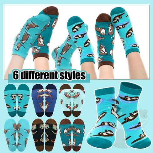 Janmercy 6 Pairs Valentine's Day Otter Socks Gift for Men Women Funny Animal Socks Gift Novelty Stocking Otter Gifts Stuffed for Animal Lover Athletic Sport Teens Birthday Party Favor in Saudi Arabia