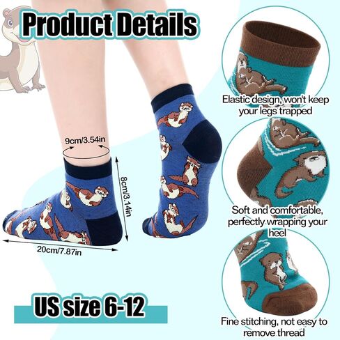 Janmercy 6 Pairs Valentine's Day Otter Socks Gift for Men Women Funny Animal Socks Gift Novelty Stocking Otter Gifts Stuffed for Animal Lover Athletic Sport Teens Birthday Party Favor in Saudi Arabia