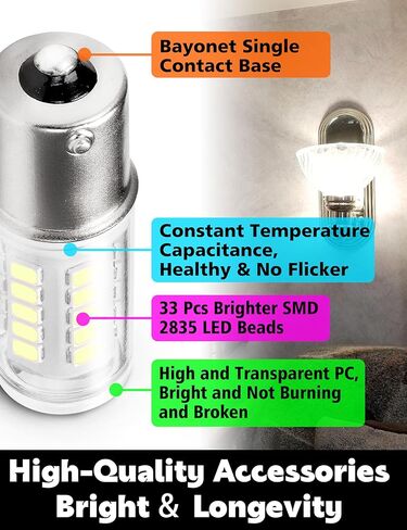 1156 BA15S LED Bulbs 12-24V, 1141 1003 7506 6000K Daylight White, Low Voltage Bayonet Single Contact, 5W 500LM Replacement For RV Landscape Interior Lights Camper Marine Boat Trailer Lights, 4Pack in Saudi Arabia