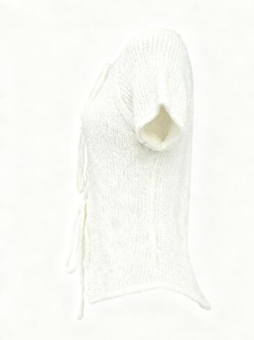 Women's Cropped Tie Front Open Knit Cap Sleeve Top Casual Summer Blouse in Saudi Arabia